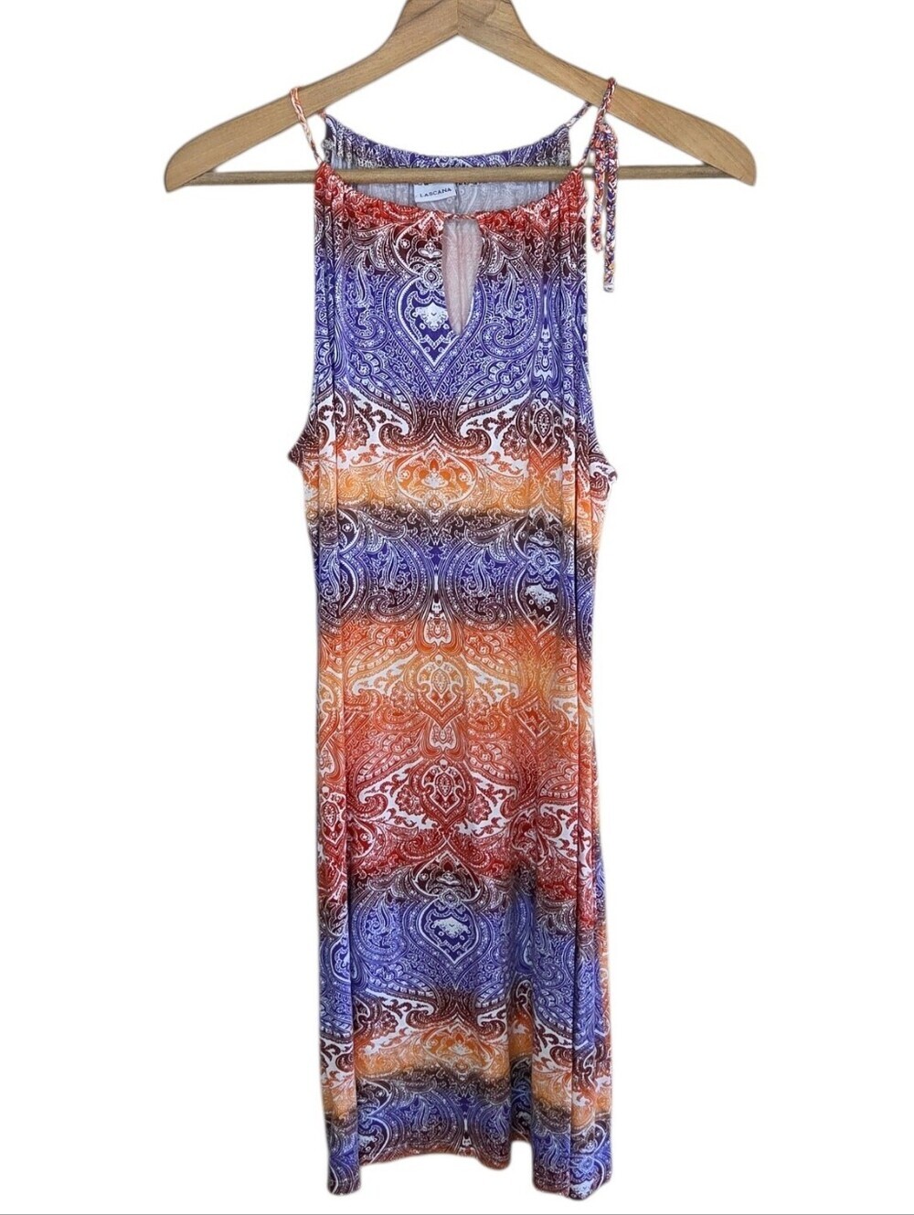 Lascana for Venus Sunset Ombre Boho Halter Style Tie Neck Dress Size 12 Resort